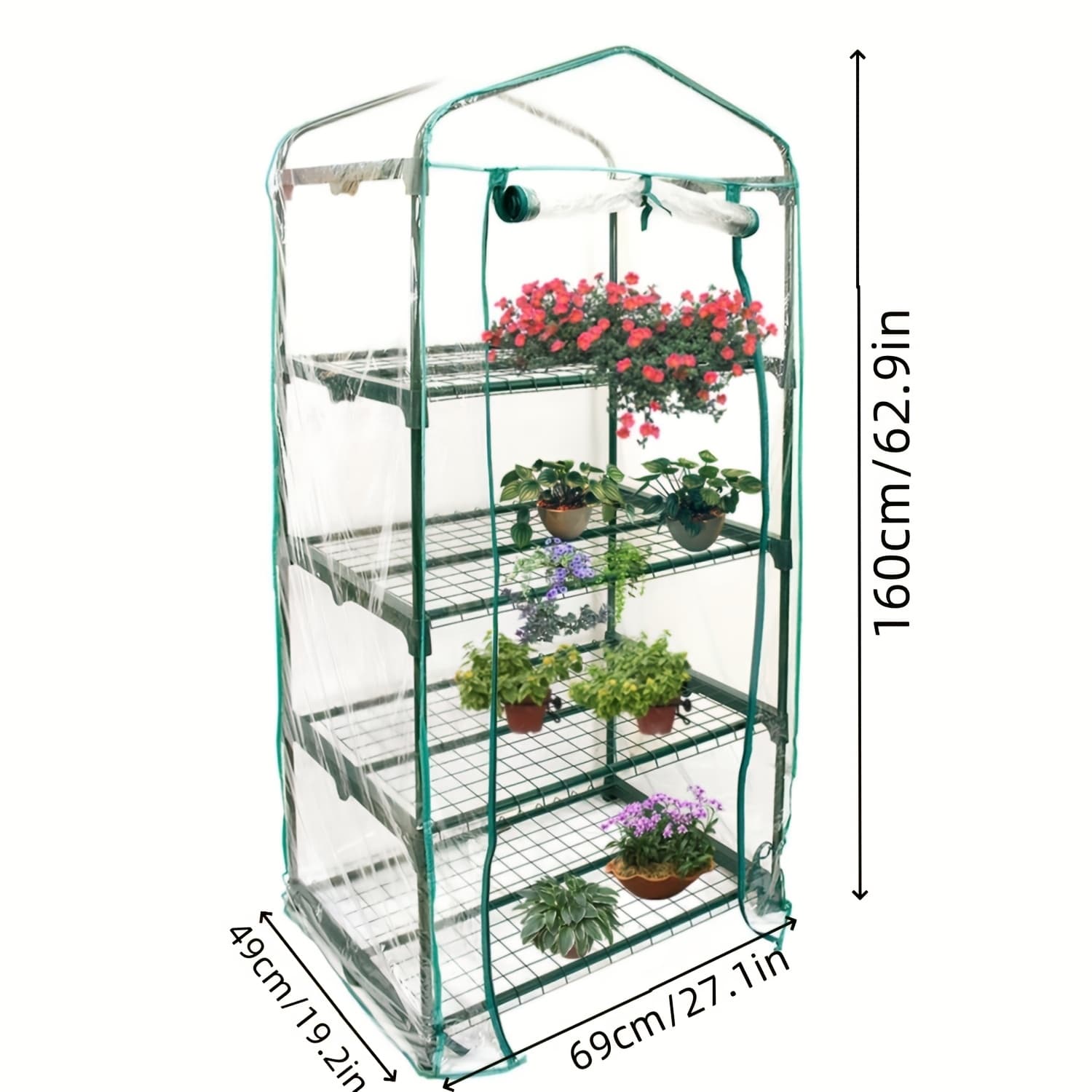 TEMU 4 Tier Mini Greenhouse, Mini Indoor Greenhouse, House, Portable Greenhouse With Rust-resistant Frame For Winter Garden Patio Backyard Porch Balcony(clear)
