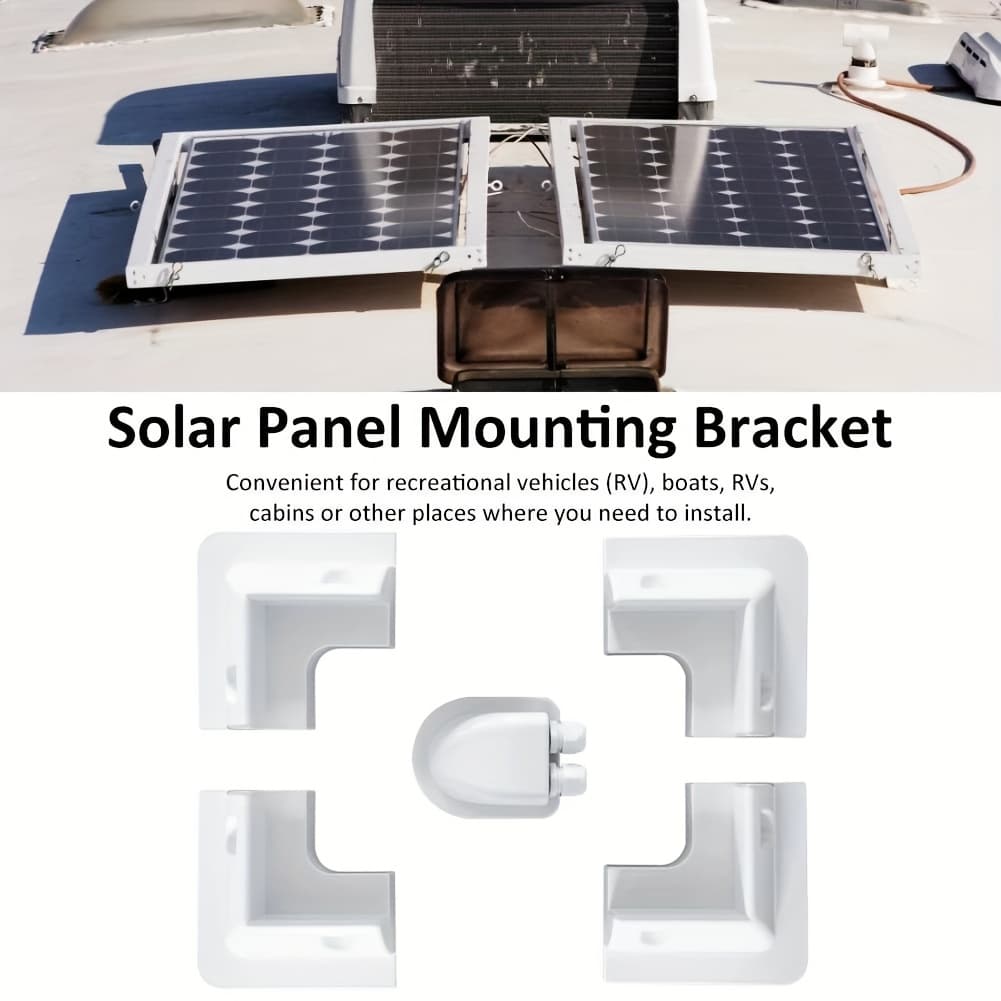 TEMU 5pcs (1 Set) White Abs Solar Panel Bracket Without Drilling Installation, Suitable For Rv, Trailer, Boat, Yacht, Truck, , Solar Installation Bracket Accessories, Without Battery