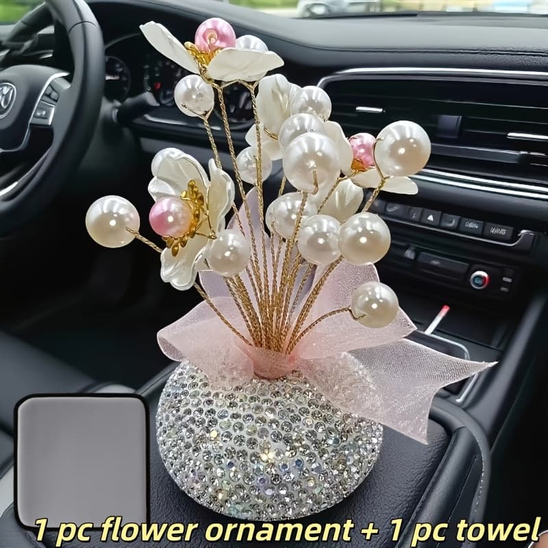 TEMU 1pc/2pcs/3pcs Handmade Diy Car Console Decoration Simulation Crystal Flowers Suitable For Decoration|office Decoration|gift|valentine's Day|car Decoration|mini