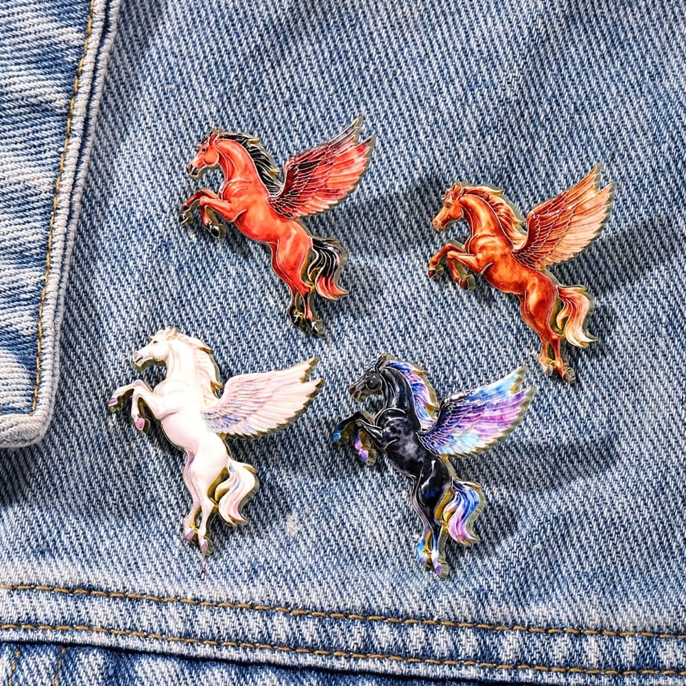 TEMU 4pcs/set Horses Enamel Brooch Pin Fashion Decorative Brooches Ornaments Lapel Bag Badges Jewelry Gifts