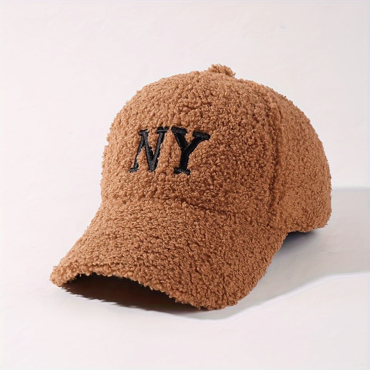 TEMU 1pc New Embroidery Street Wear Winter For Women Men Lamb Solid Color Warm For Outdoor Travel