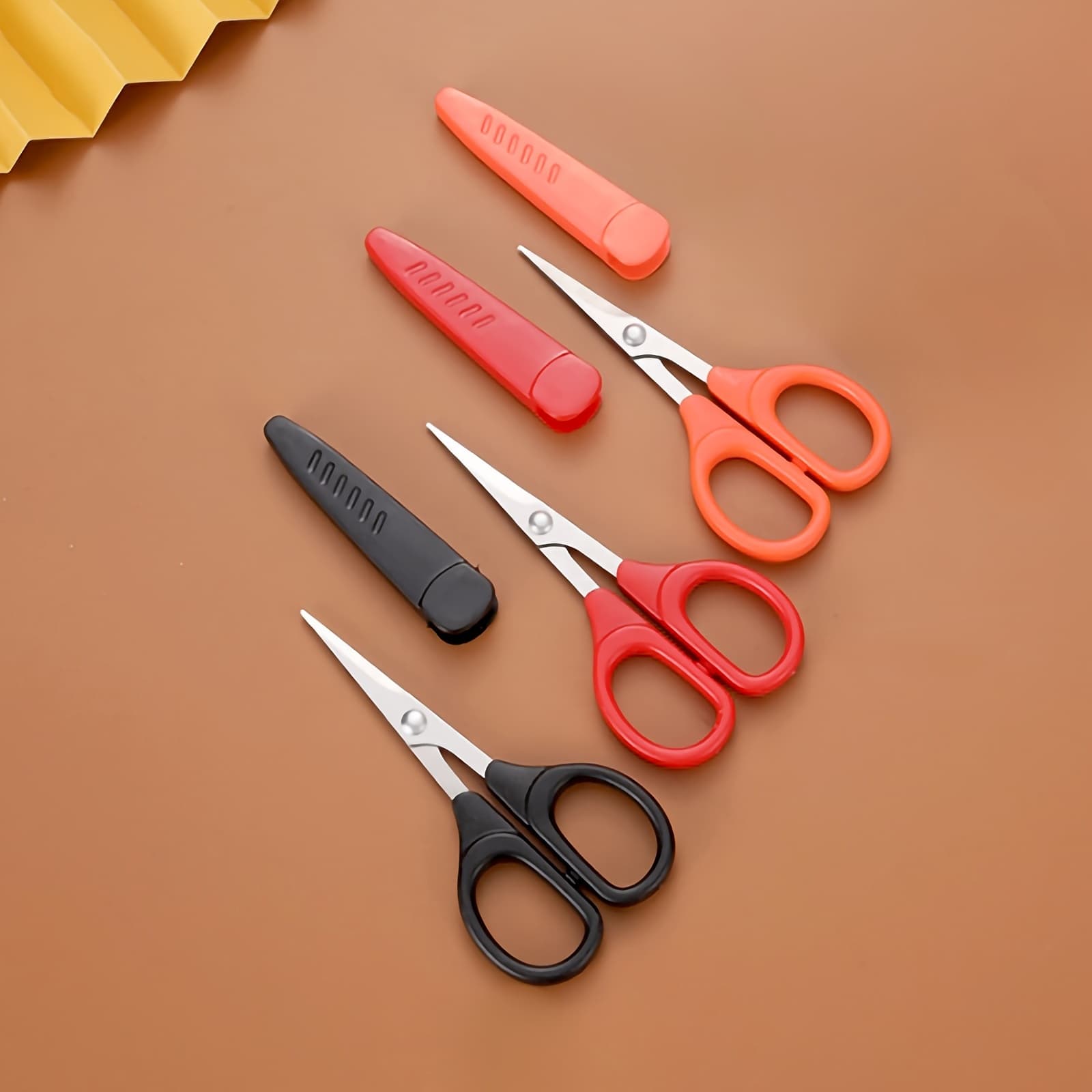 TEMU Set Of 3 Sturdy Stainless Steel Scissors With Protective Covers - Versatile For Use , At Home, And For Trimming Eyebrows And Nose Hair