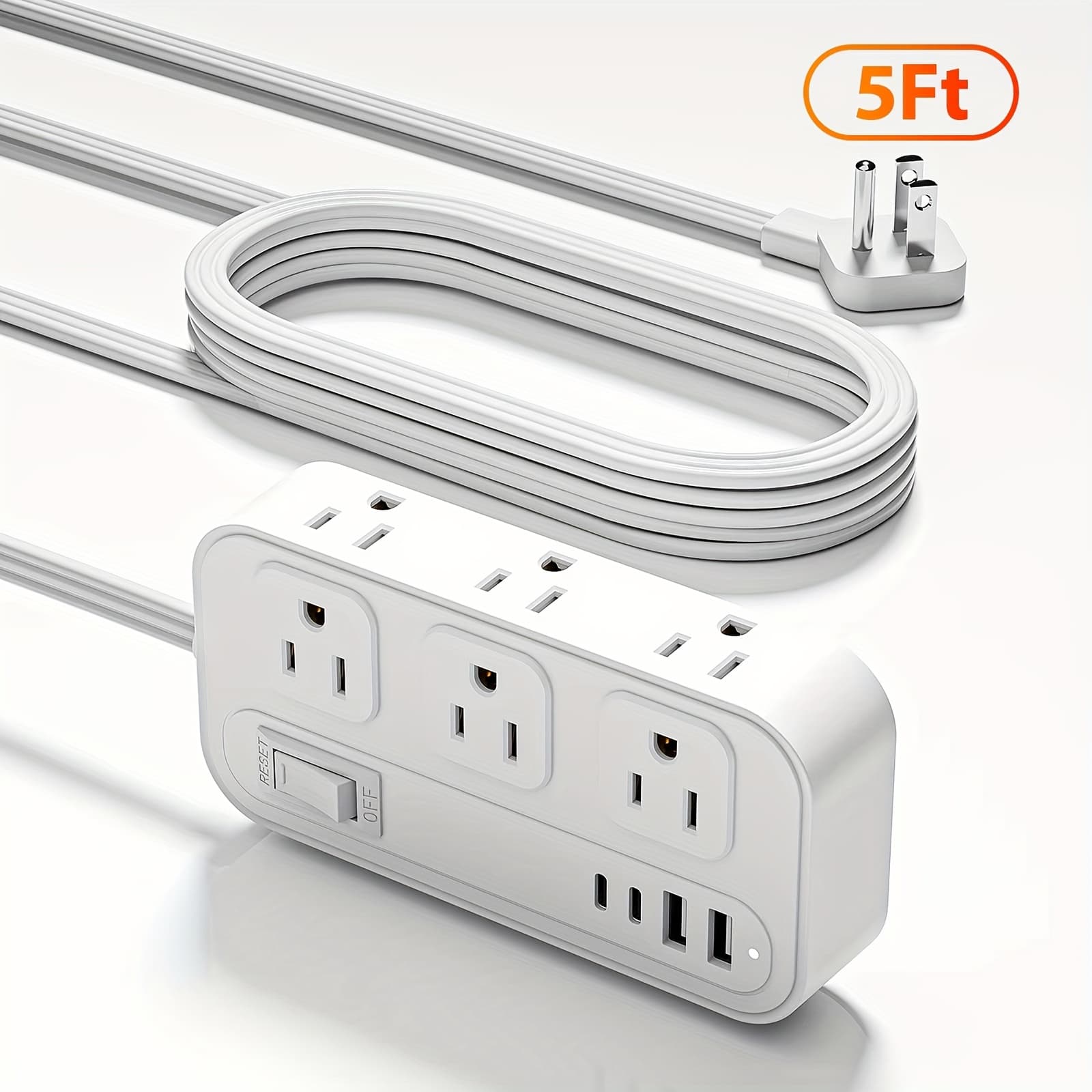 TEMU 1pc 10-in-1 Power Adapter With 2 Usb Outlets, 2 Type-c Outlets And 6 Ac Socket Outlets. A Wall Socket, With Protector, Easy To Carry, Suitable For Home, Office And Travel