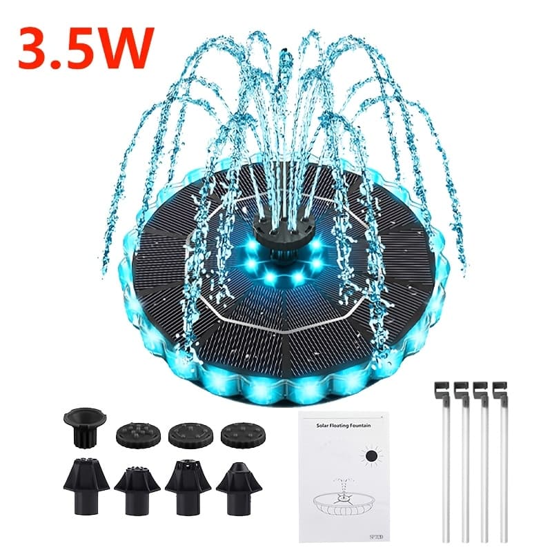 TEMU 1/2pcs Solar Water Fountain With Colorful Lights, With 1500mah Solar Cells And Multiple Nozzles, Suitable For Courtyard, Terrace, And Pond Decoration, Fun For Party Courtyards