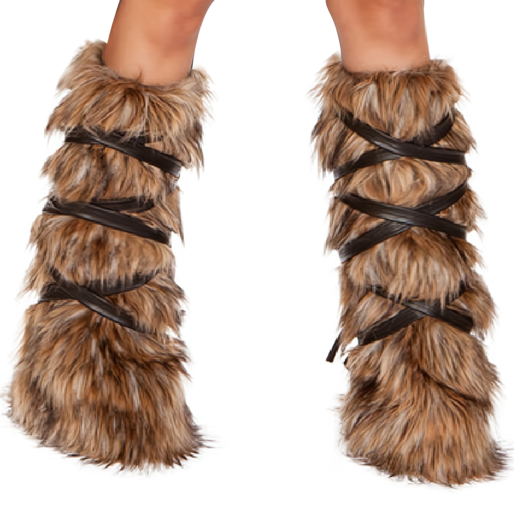TEMU 1 Pair Of Winter Boot Warmers, Festive Party Attire, Brown Viking Unisex Boot Covers, Lace-up Leg Guards, Costume Additions