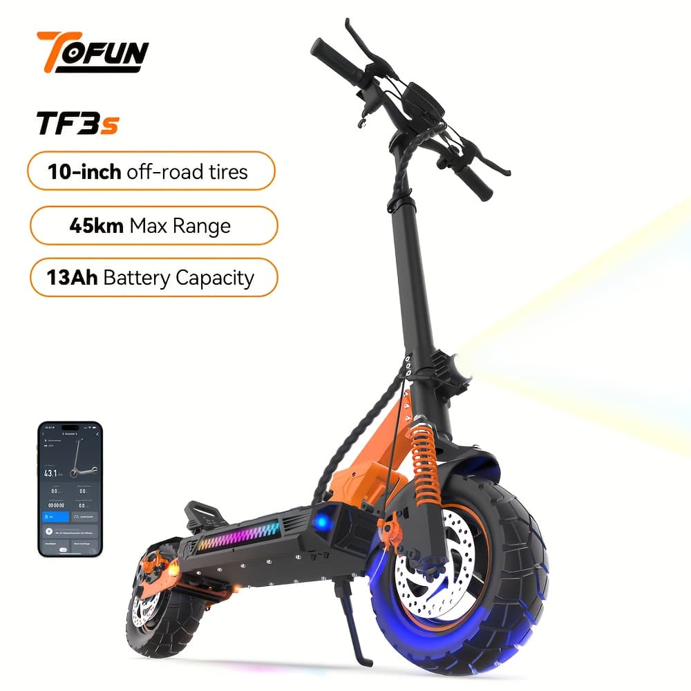 TEMU Tf3s Electric Scooter 48v 13ah Battery 35-45km Range 10-inch Tires Portable E Scooter W/suspension For , Dual Brakes, App, Cruise Control, Foldable E Scooters
