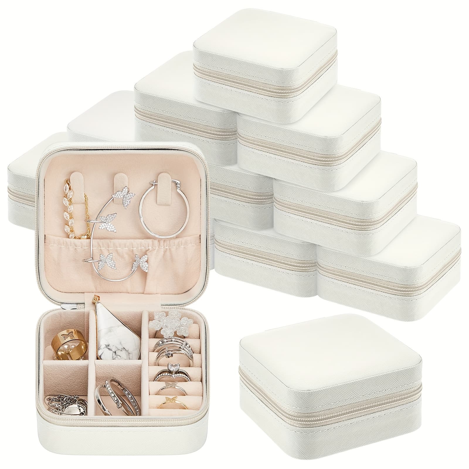 TEMU 12pcs Travel Jewelry Case Bridesmaid Gift Boxes Jewelry Travel Organizer Small Jewelry Box Mini Storage Organizer Storage Box For Women Bridesmaid Gift, Jewelry Boxes