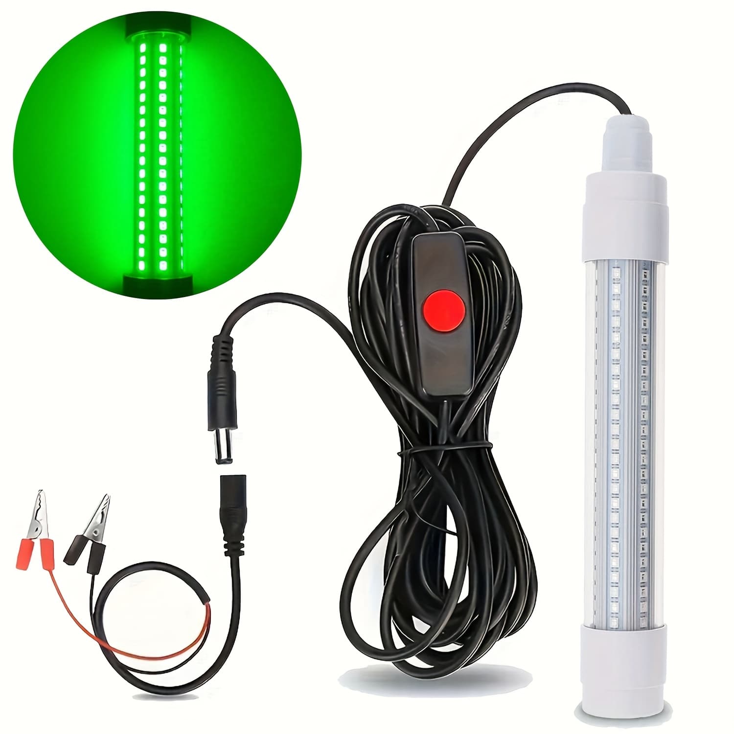 TEMU 1pc A 12v Fishing Lamp With 126 Leds, Featuring A 5-meter Long With A Switch, Ideal For Fishing (battery Not Included)