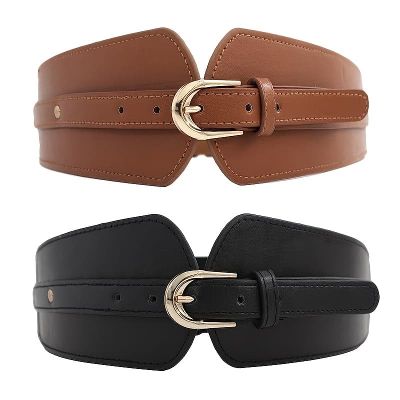 TEMU 2pcs Wide Vintage Versatile Fashion Belt Waist Cincher For Suits, Dresses, Coats, Waist Decoration, And Outer Wear