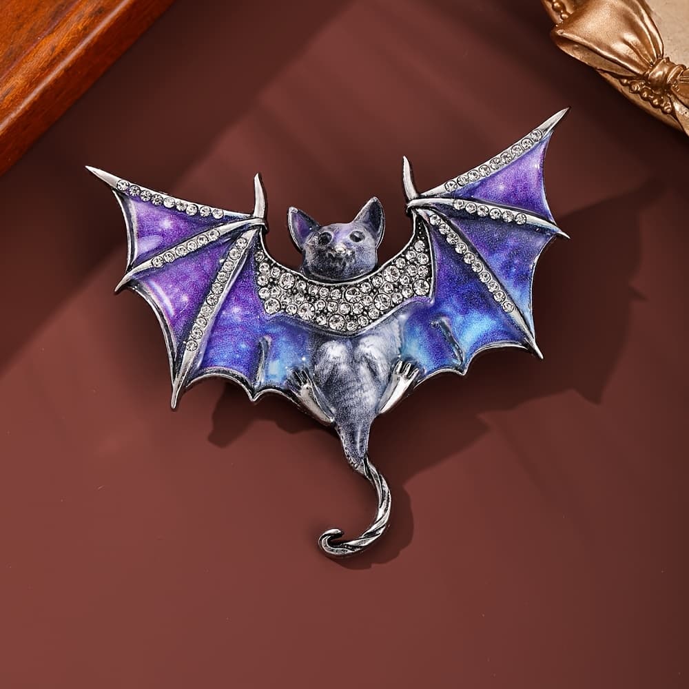 TEMU A Vintage-style Bat Brooch With Rhinestones, Suitable For Men And Women. Made From Fully Materials, This Stylish And Exquisite Accessory Features A Animal Design