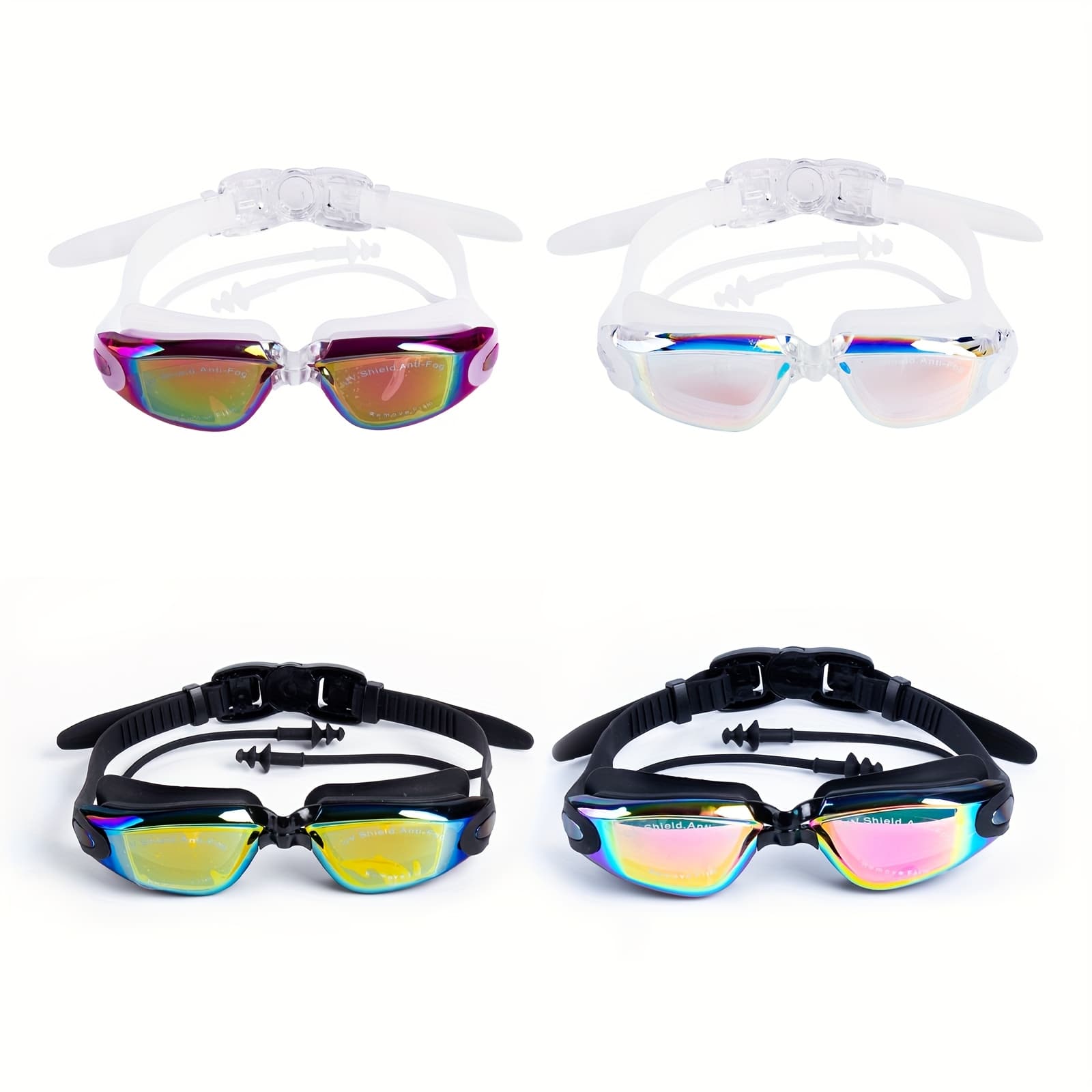 TEMU [hd Swimming Goggles] 4pcs Hd Swimming Goggles For Adults - Waterproof Silicone Swimming Goggles With Adjustable Straps, Suitable For Outdoor Relaxation And Sports In The Pool