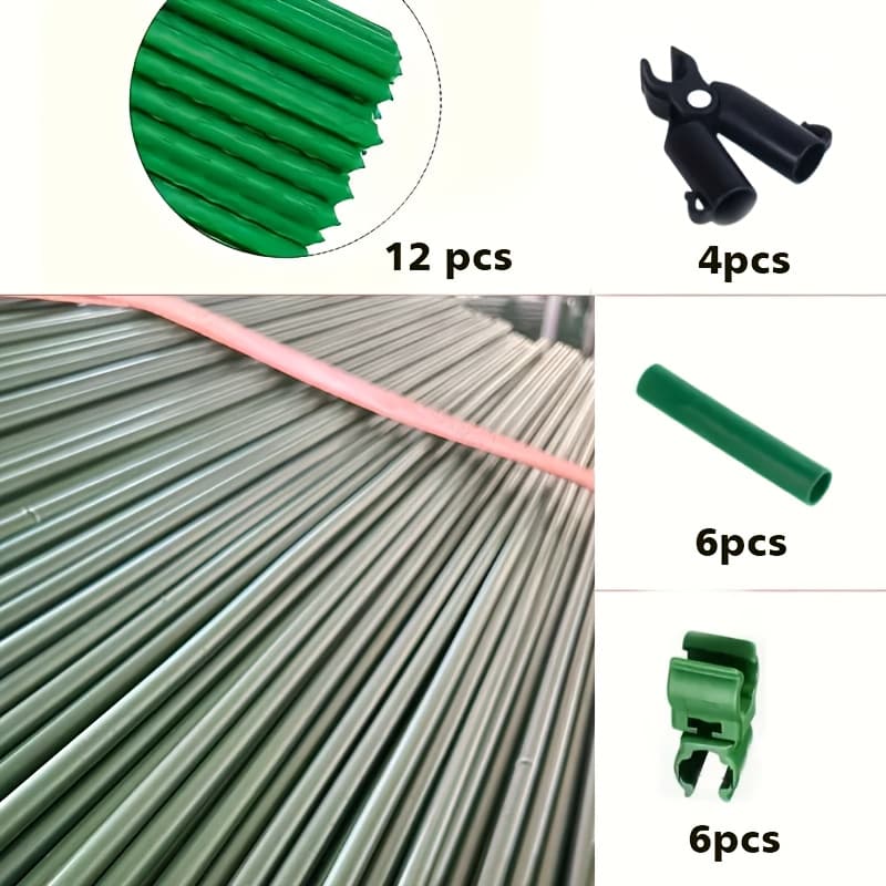 TEMU 28pcs Durable Garden Support Stake Set, Including 12 Brackets, 4 Clips, 6 Connectors, 6 Universal Buckles, Anti-corrosion And Easy To Insert, Suitable For Plants, Fruits And Vegetables