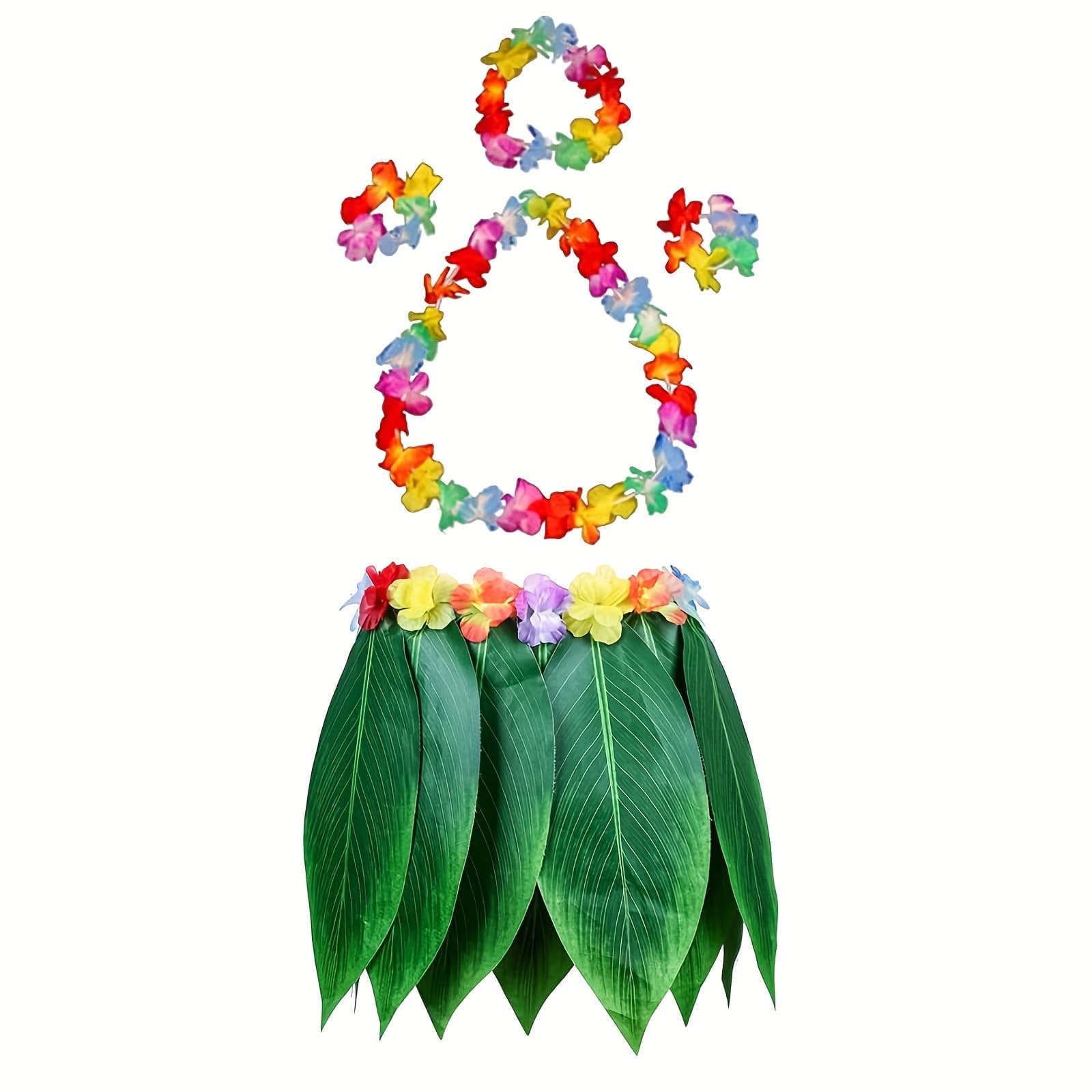 TEMU 5pcs Set Hawaiian Simulation Leaf Grass Skirt Tree Leaf Skirt Beach Festival Party Decoration Skirt, Halloween Decorations, Christmas Decorations