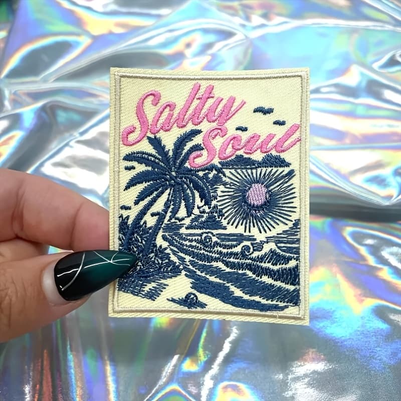 TEMU 5pcs Embroidered Beach Scenery Patches, Ironed And Sewn For Clothing Decoration, Suitable For Diy Clothes, Backpacks, Hats, Pants, Jackets, Denim Applique Badge Decorations