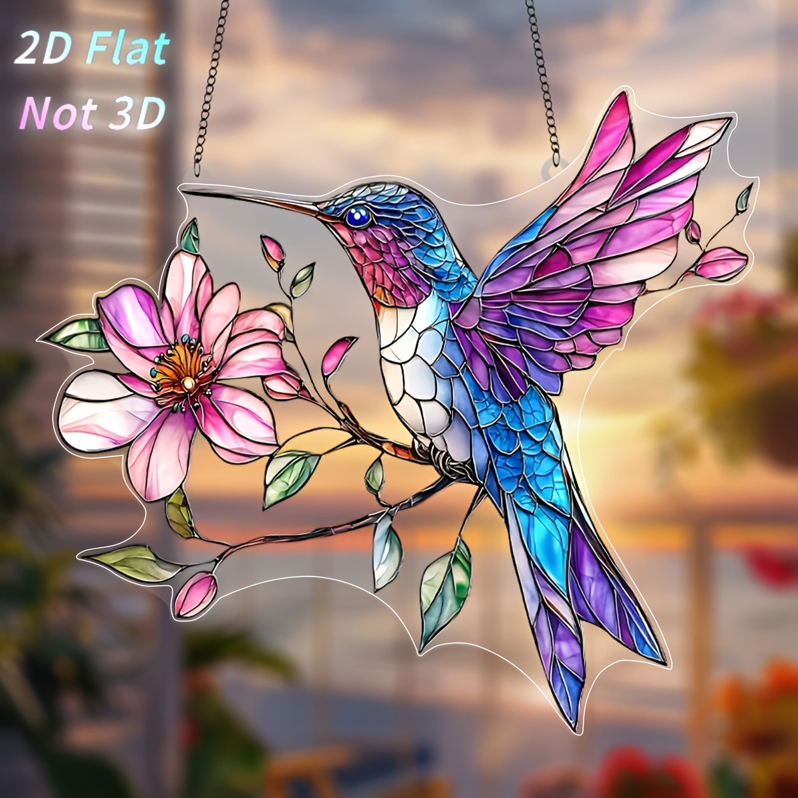 TEMU 2d Flat - 2d Printed Design, A Vibrant Acrylic Hummingbird Ornament (7.1x8 Inches), Her Anniversary Gift, Colorful Room Decor, Friendship Gift, Festive Wall And Home Decoration, Animal-themed