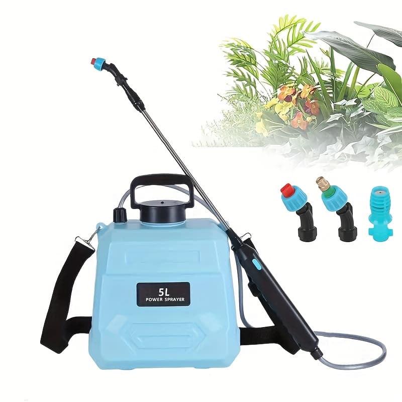 TEMU 5l Electric Sprayer, High-performance Electric Sprayer Featuring 3 Mist Nozzles, Extendable Wand, Garden Sprayer With Adjustable Shoulder Strap For Lawn, Garden, And Cleaning Tasks