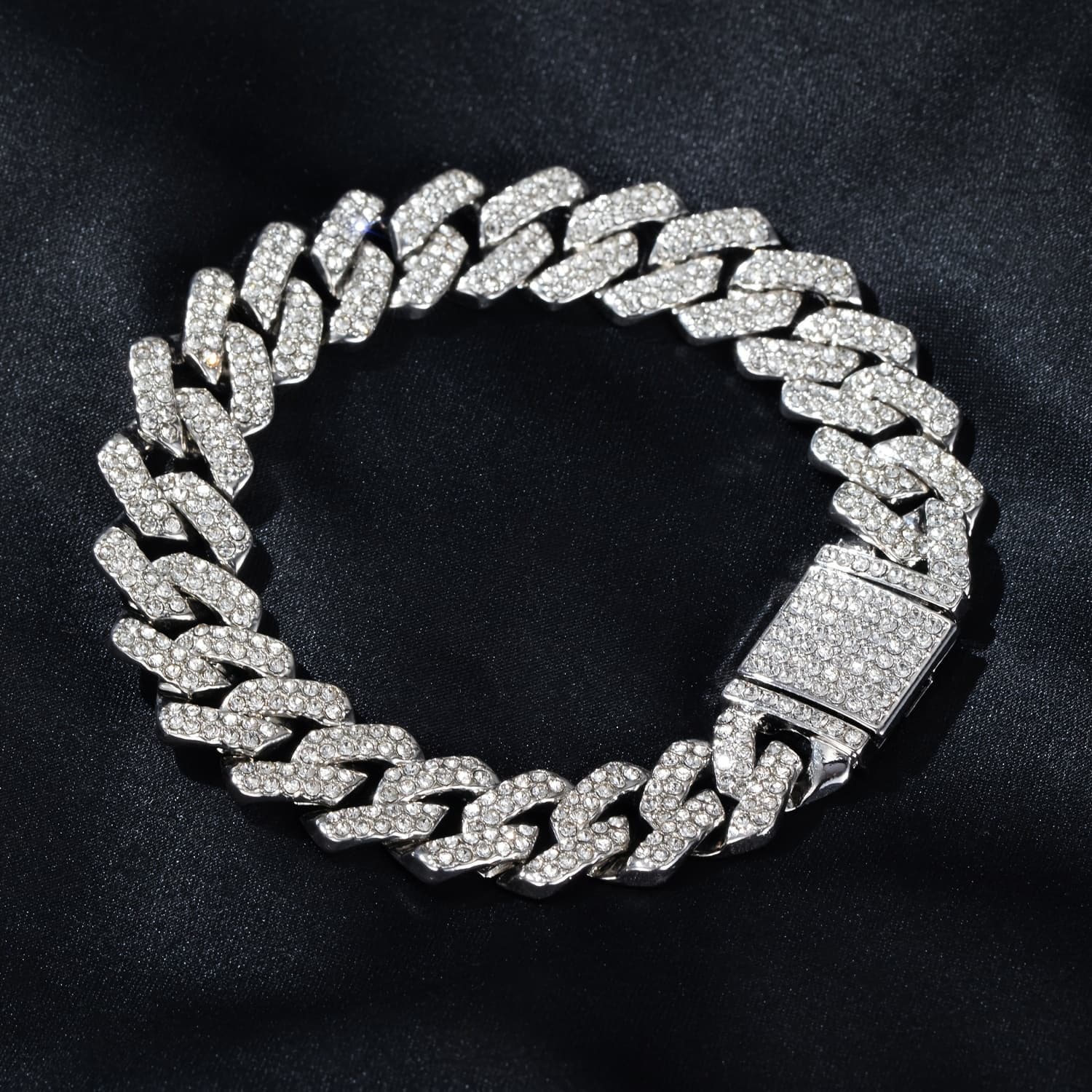 TEMU 1pc 14mm Width Hip Hop Cuban Link Chain Miami Hip Hop Bracelet For Men Rapper Halloween Gift, For Women