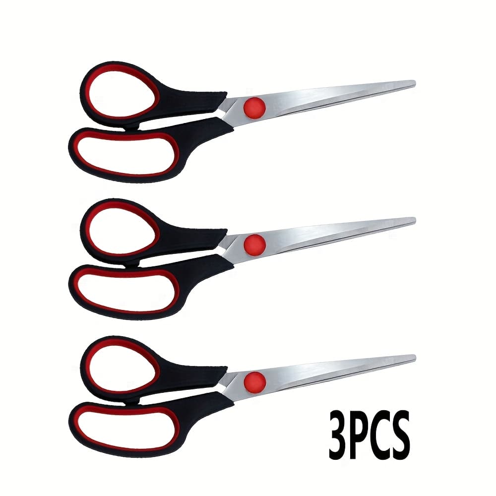 TEMU 3pcs Stainless Steel Scissors Office Scissors With A Comfortable Grip Kitchen Scissors For Right/left Hand Users, Rugged Craft Supplies For Home, Office And Diy Projects