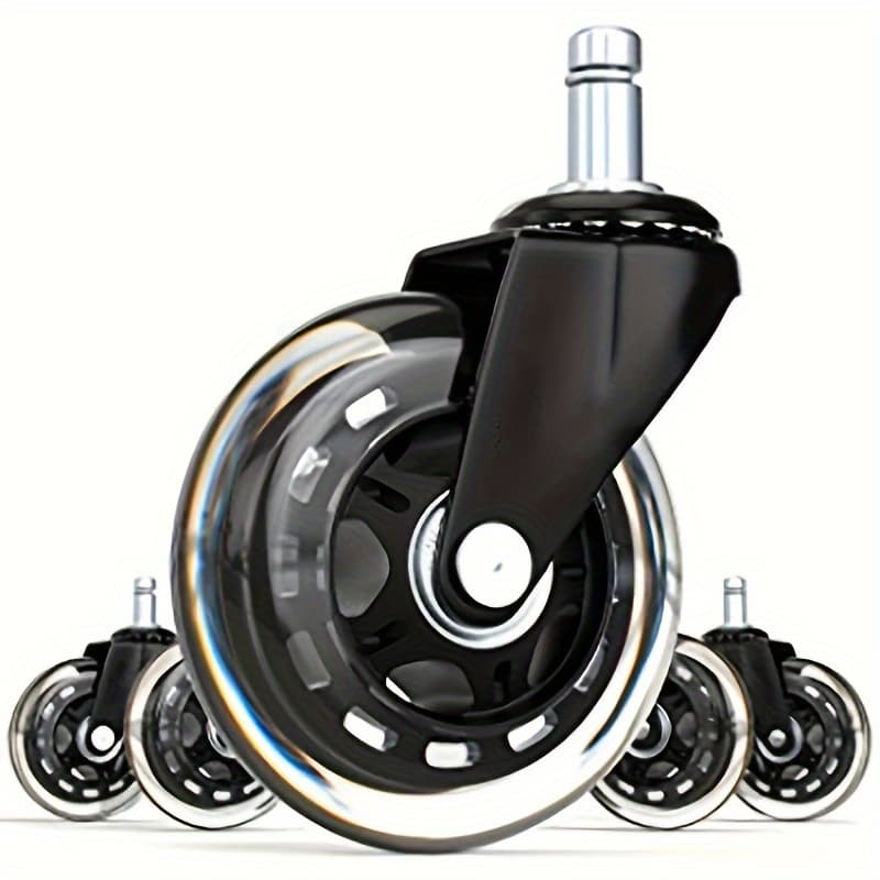 TEMU 5pcs 3inch Black Transparent Casters: Office Chair Wheels With Rubber Material Plug-in For Mute Swivel Mobility