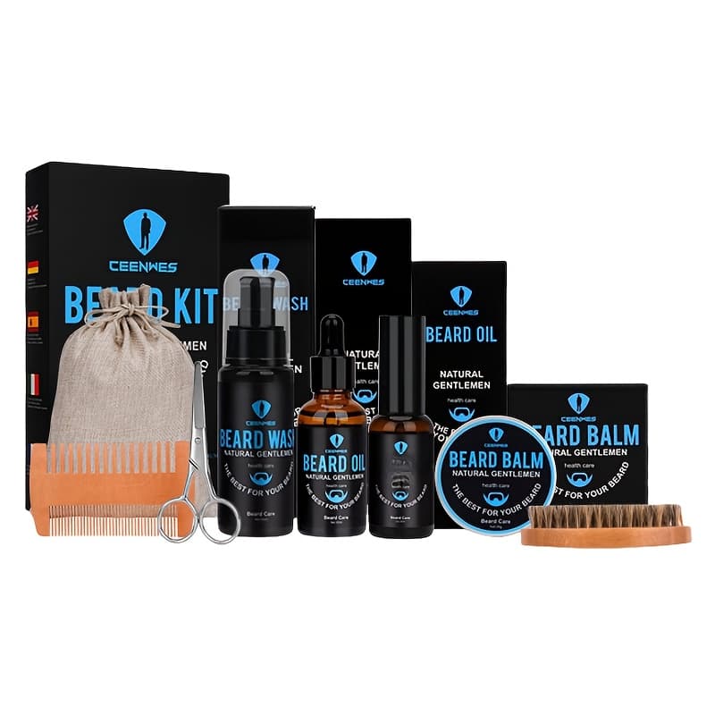 TEMU Men' Kit, Beard Kit, Men's Beard Brush Set For Home, , Travel, Blue, Men Gifts For Valentines Day, Valentine's Day And Other Festivals