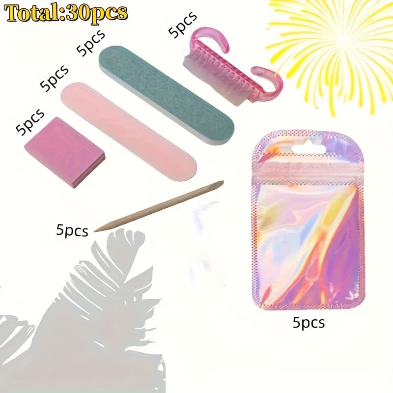 TEMU 30pcs Mini Nail File And Exfoliating Stick Set, Including Nail Clippers, Brushes, Scrapers, And Polishers - Set Of Nail/foot Care Tools Suitable For Travel And Salons - Foot And Nail Care Set