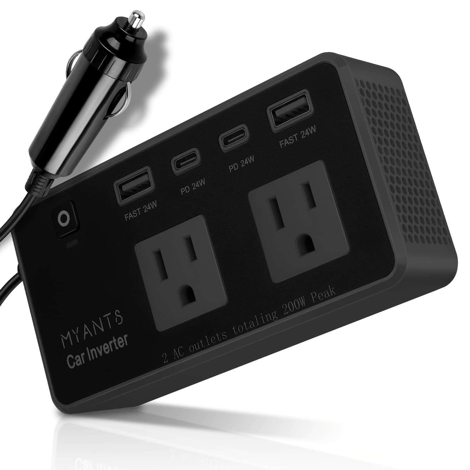 TEMU 200w Inverter, 12v To 110v Ac Inverter, Inverter Charger With Pd 24w/ Qc 24w , Power Inverter For Vehicles, Office Working, Camping, Road Trip, Black