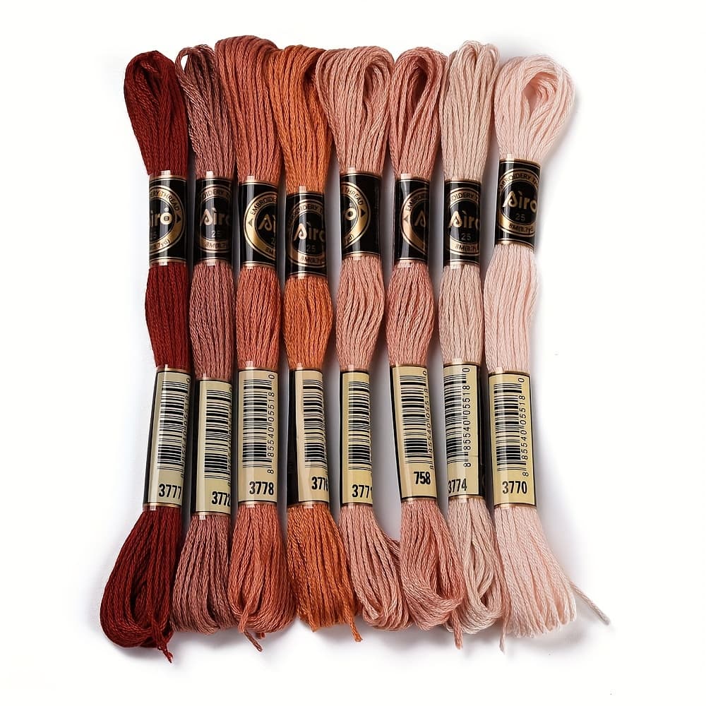 TEMU 1 Set 8 Skeins 8 Colors 6-ply Polyester Embroidery Floss, Stitch Threads, Gradient Color, , 0.5mm, About 8.75 Yards(8m)/, 8 Colors, 1 /color, 8 Skeins/set, For Making, For Embroidery