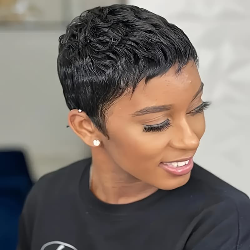 TEMU Timopol Short Bob Cut Human Hair Wigs Featuring Bangs, A Glueless Machine-made Wig With 150% Density Straight Hair, , Offering And For Women