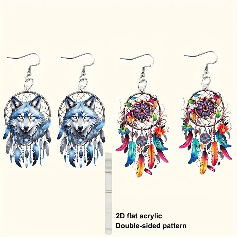 TEMU 2d Flat Acrylic Bohemian Style Pendant Earrings, Suitable For Anniversary, Birthday, And Holiday Gifts - Multifunctional Fashion Jewelry, Suitable For Parties And Daily Wear