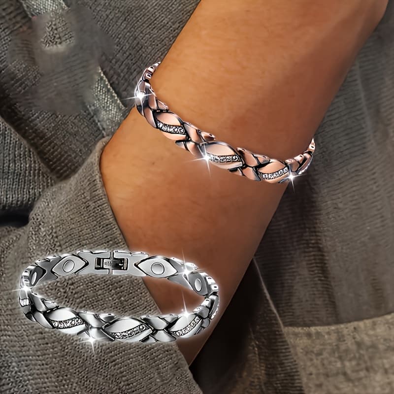 TEMU 2pcs Of Pure Copper Bracelets For Women, Super Bracelets For Women, With 3500 , Copper Bracelets For Birthday, Christmas Valentine's Dayjewelry Gifts