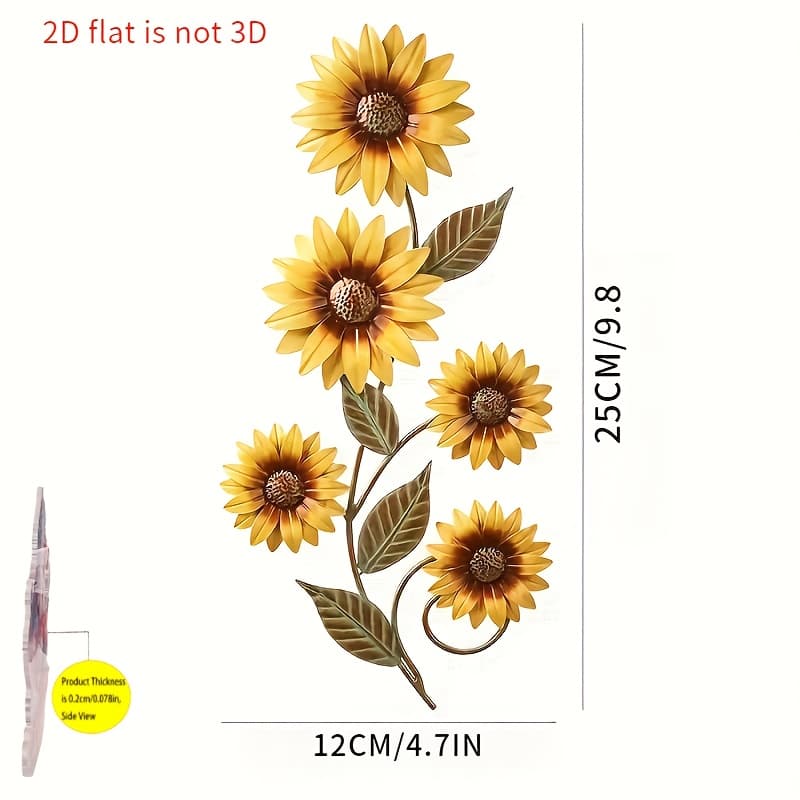TEMU 2d Flat, 2d Flat Acrylic, Colorful Sunflower Wall Art - Outdoor Decoration, Suitable For Gardens, Fences, And Courtyards. Thanksgiving, Halloween, Christmas Outdoor Wall Decor, 2d Flat