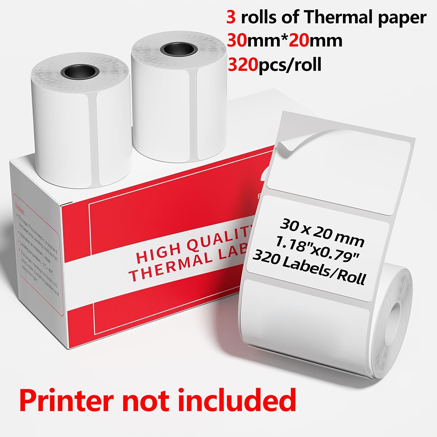 TEMU [sold Separately Thermal Label] Portable Sticker Printer + 1 Roll/ 4 Rolls Paper, Wireless Thermal Label Maker, , Prints 20-50 Mm Wide, For Home Office, School, Storage And Organization