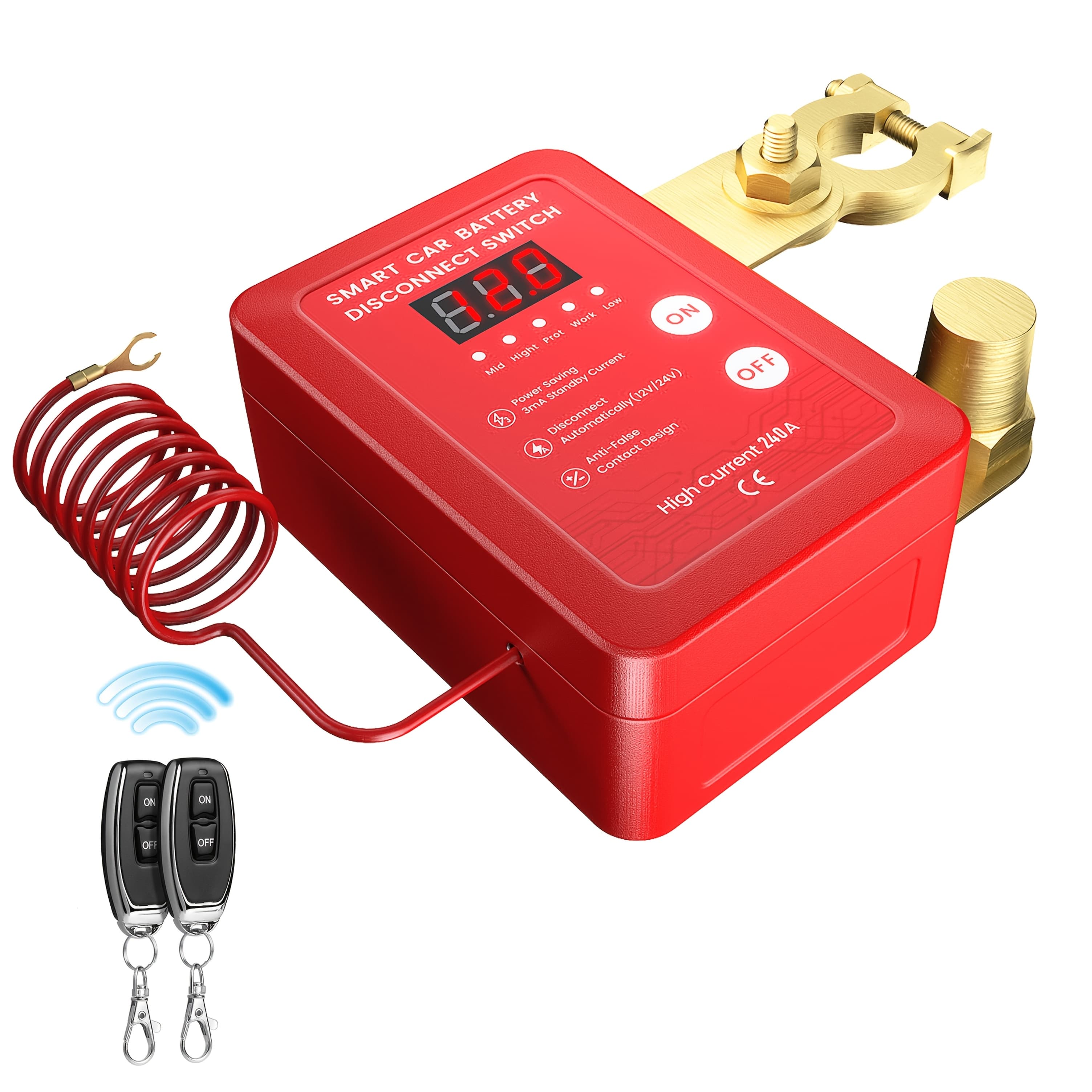 TEMU Wireless Battery Switch Featuring Led Voltage Indicator, 12v/24v 240a, Emergency Stop Switch, Automatic Power , Remote Operation For Vehicles, Trucks, Boats