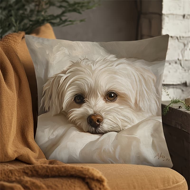 TEMU Pillow Cover 18x18 Inch - Beige And White Art Print, Soft Case With Zipper, Machine Washable No Insert, For Valentine's Day And Easter,