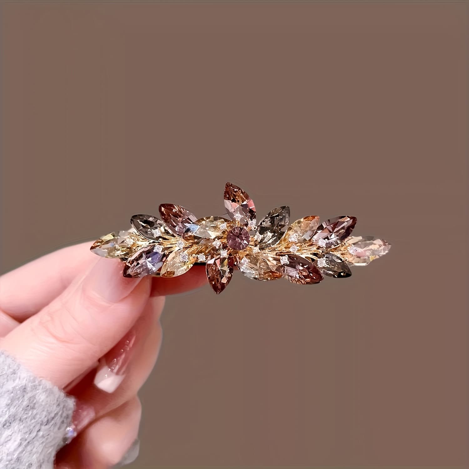 TEMU High-end Flower Hair Clip, Exquisite Spring Clip, Elegant Half-up Hairstyle Hairpin, Accessory