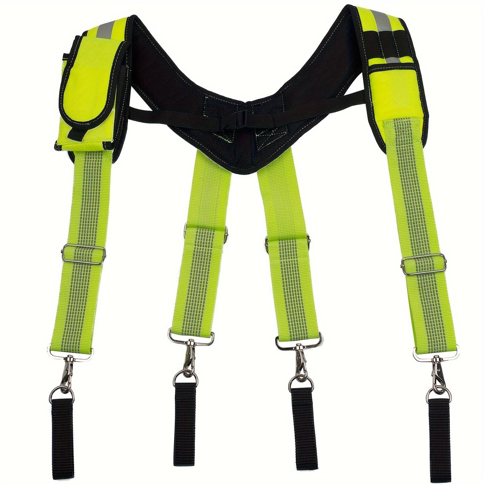 TEMU Carpenter Tool Belt Suspenders For Men, Heavy Duty Tool Belt Suspenders Reflective Safety Suspenders With Suspender Loop