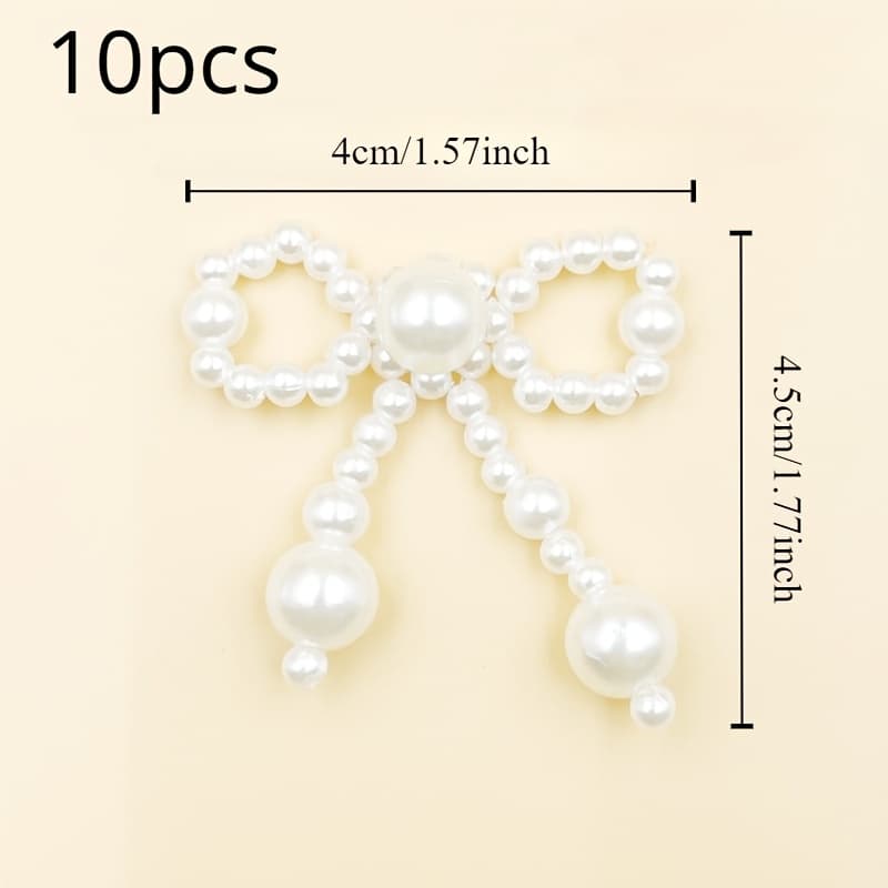 TEMU Set Of 10 Handcrafted Pearl Bows, Heart-shaped Supplies, Embellishments For Clothing And Decor
