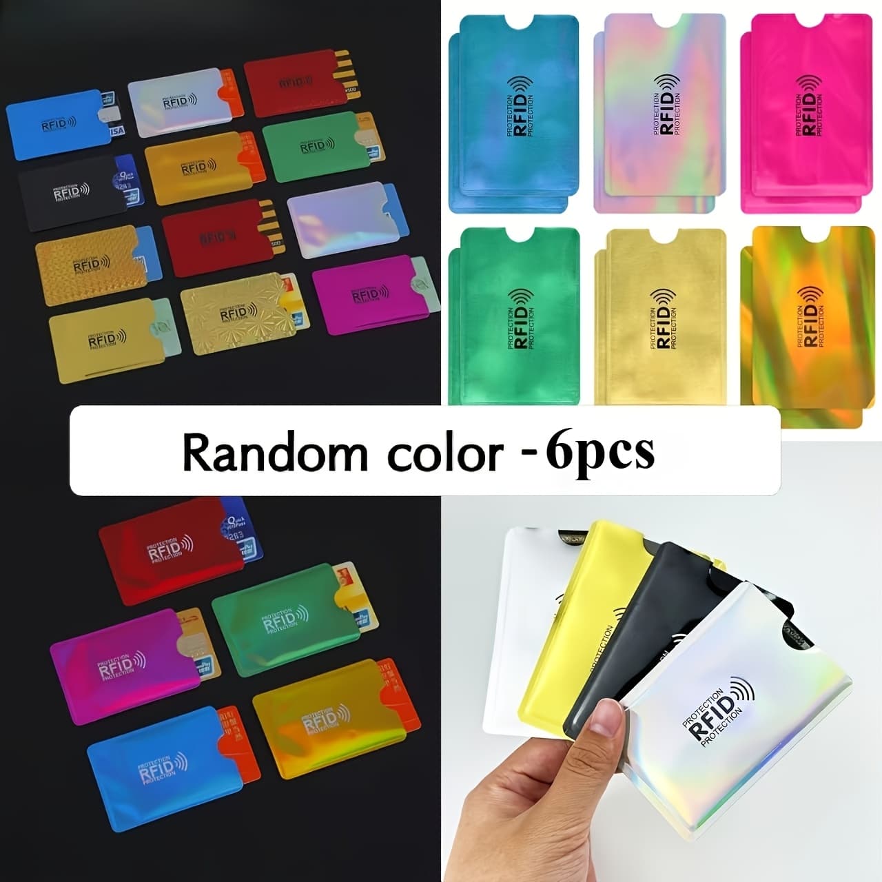 TEMU 6pcs Color Random Rfid Blocking Card Holders, Anti-theft Credit Card Protector Sleeve