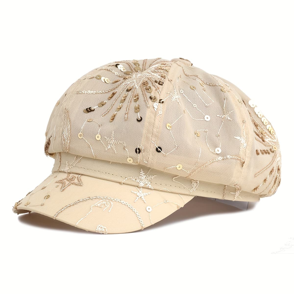 TEMU Spring/summer Mesh Breathable Octagonal Hat, Fashionable Women's Summer Sunshade , Perfect For , Y2k Versatile Painter Beret, The Gift For Summer