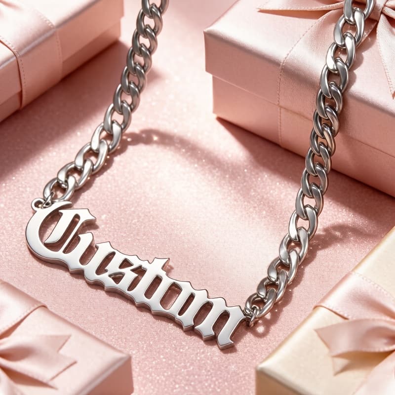 TEMU 1pc Custom Name Necklace Stainless Steel Personalized English Letter Name Pendant Adjustable Cuban Chain Jewelry With Customized Engraving Women Accessory For Any Occasion