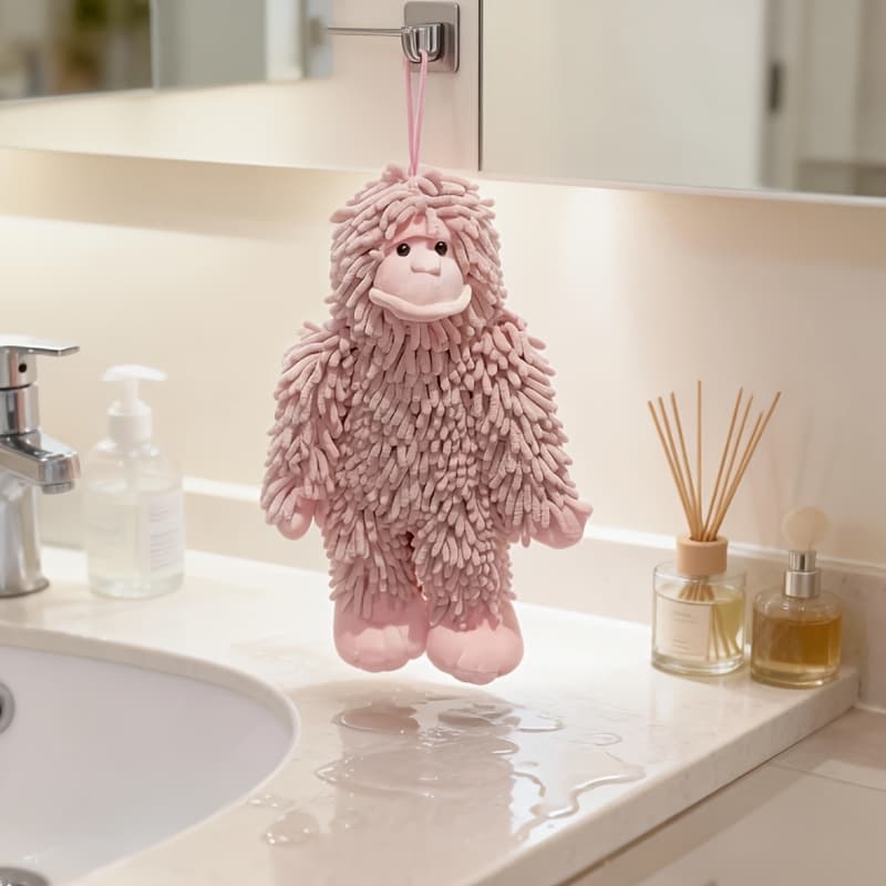 TEMU Cute Hand Towel Suitable For & - Chenille Soft Hanging Towel With Gorilla, Super Absorbent Bath & Kitchen Towels For, Bathroom Decor, Decoration And Wiping, Theme For Room