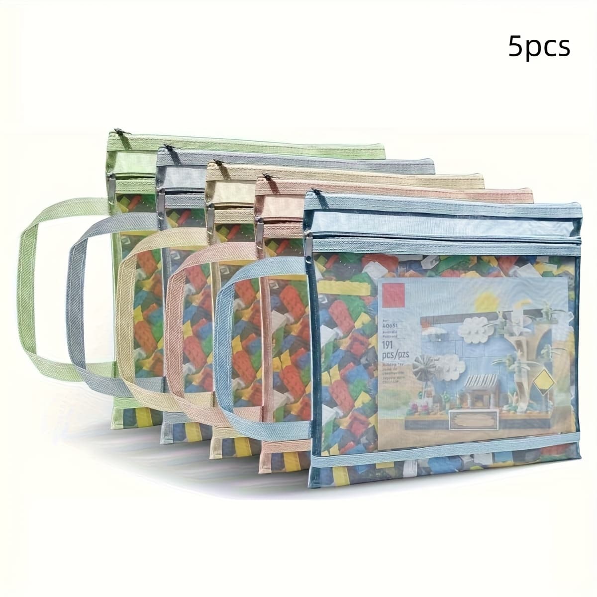 TEMU 5pcs A4 Mesh Zipper File Bags & Double-layer Nylon Carry Case, Stationery Office School Supplies Organization Combo