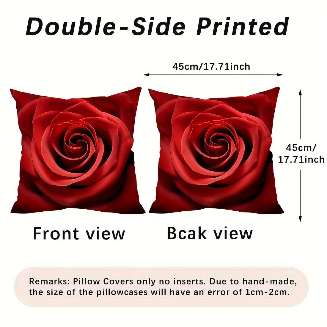 TEMU 1pc Rose- Velvet Pillowcase