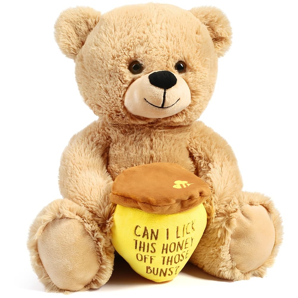 TEMU 10-inch Plush Teddy Bear With A Honey Pot, A Humorous Gift For Your Girlfriend, Wife, Or Any Special Occasions Like Christmas, Valentine's Day, Or Anniversaries