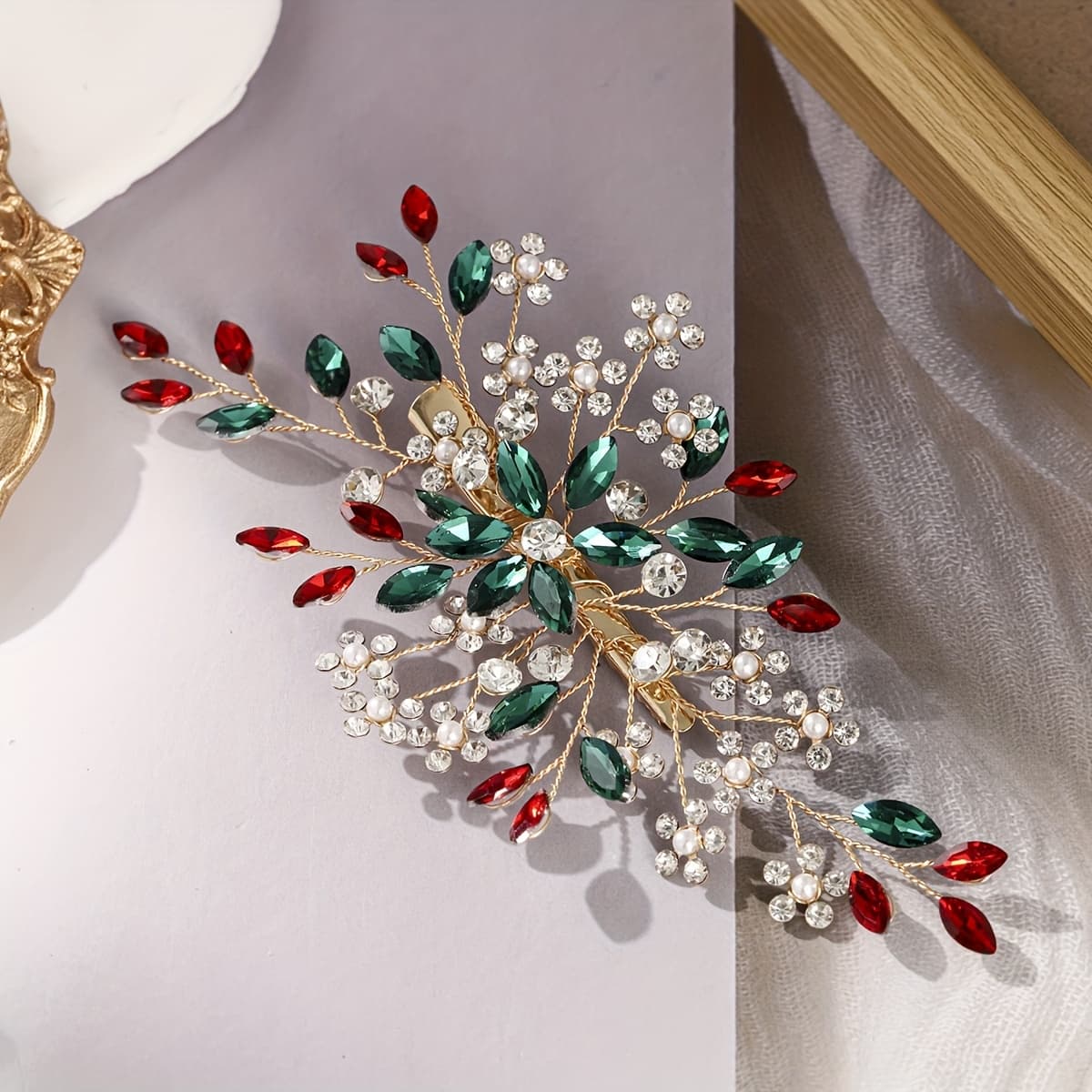 TEMU Christmas Color Fashion Handmade Hairpin, Holiday Party Versatile Photo Additions