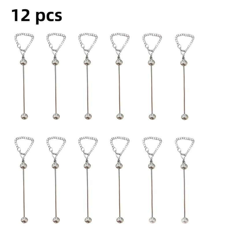TEMU A 12pcs Set Of Beaded Additions Designed For Water Cups And Keychains, Featuring A Jewelry Making Kit With Handle Chains And Threads. This Stylish Keychain Accessory Is Perfect For Women