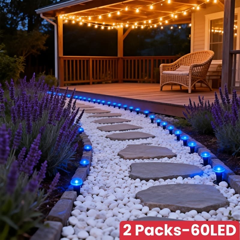 TEMU 60led Ip44 Outdoor Stake Suitable For Garden, Lawn, Path, Camping & Weddings - Solar Lawn Light With Plug-and-play Installation, Plastic Ip44 For Yard Decoration, Pathway