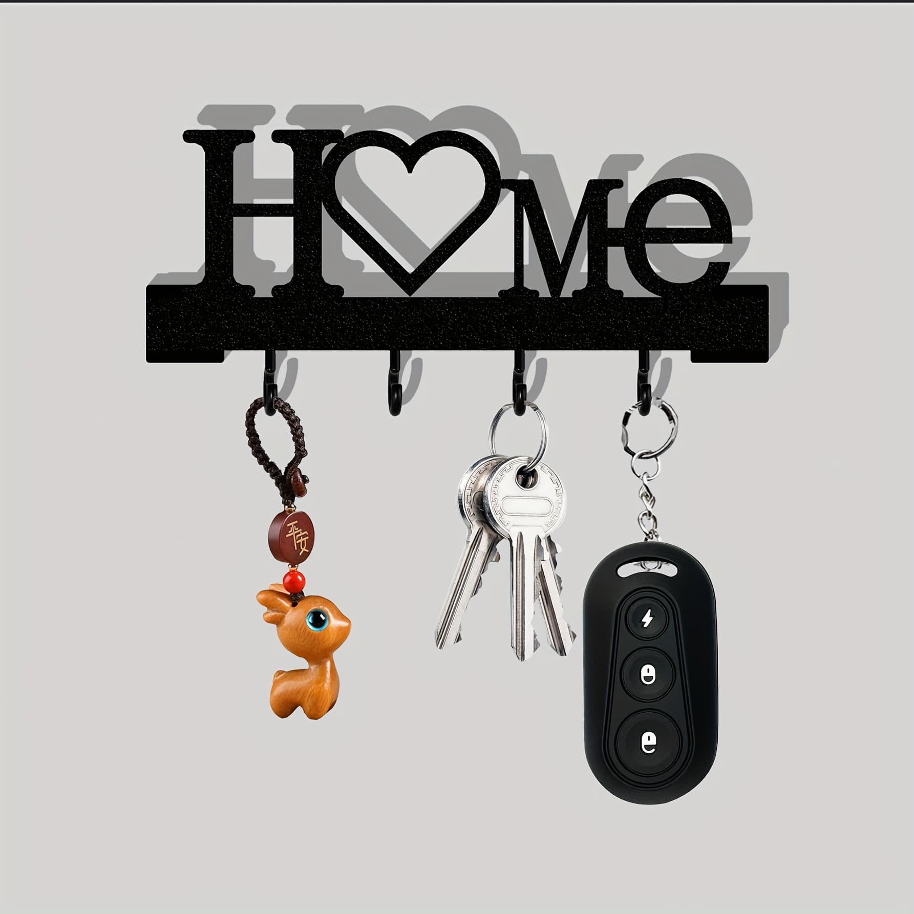 TEMU 1pc Shape Key Hook Wall-mounted Entrance Organizer With Hook, No Drilling Required, Home Decor For Living Room