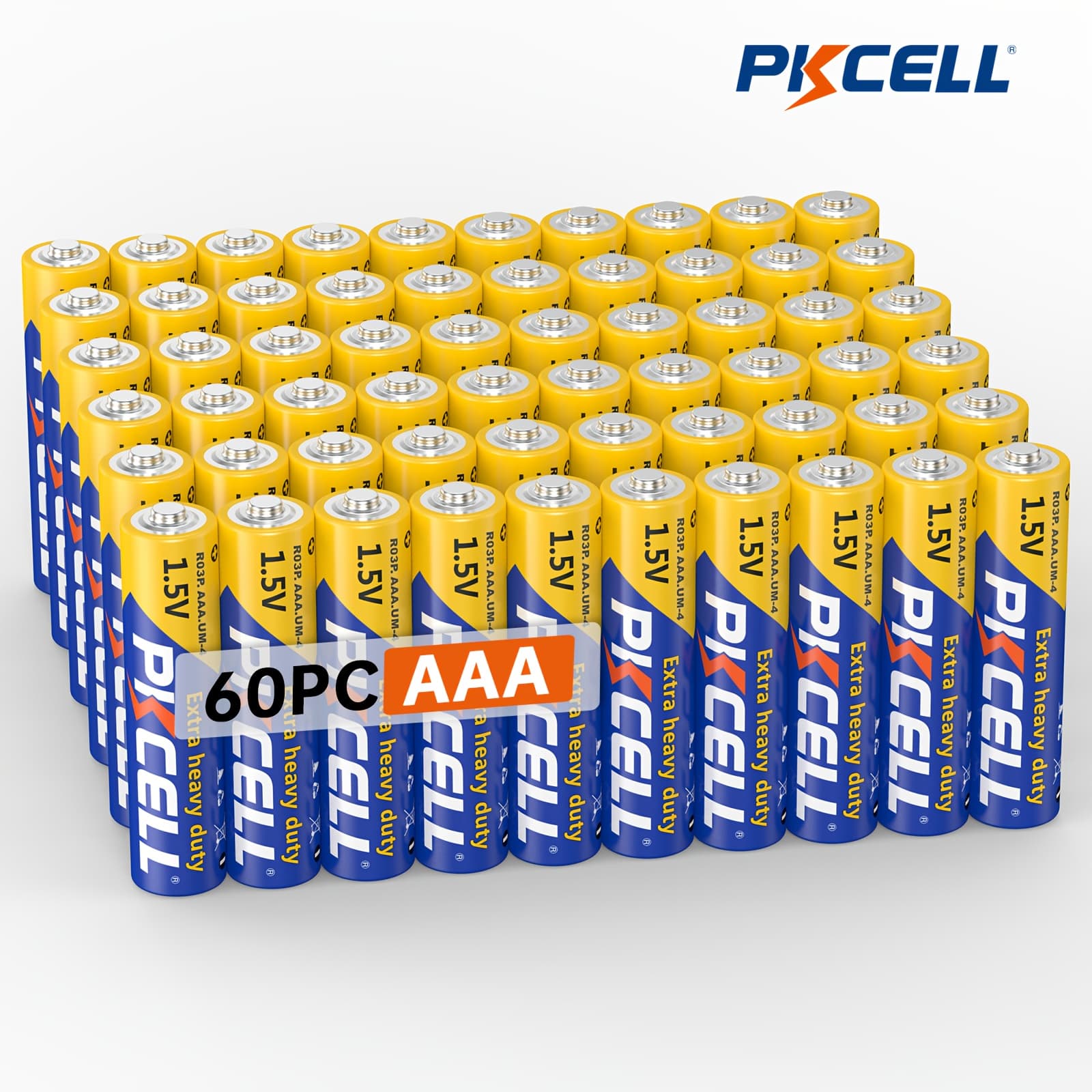 TEMU Pkcell Aaa Battery 60 Count R03p, 3 3a Batteries, 1.5v High-performance Carbon Battery, Suitable For Remote Controls, Tv Remotes, Controllers, & Everyday Devices