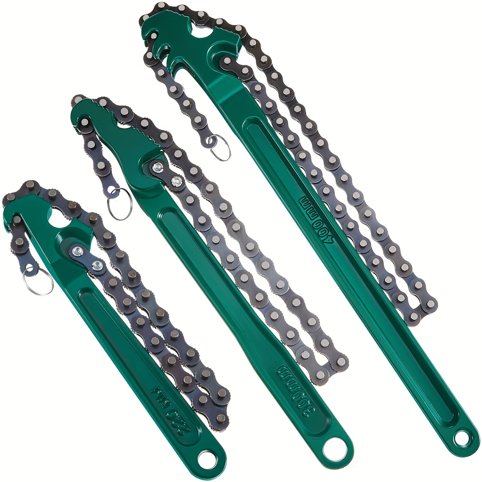 TEMU 3pcs Large Reversible Chain Oil Filter Wrench With 12 Inch 16 Inch 9 Inch Chain Wrench Adjustable Heavy Duty Carbon Steel Sturdy Pipe Fittings Tool Spanner For Ratcheting Universal Use